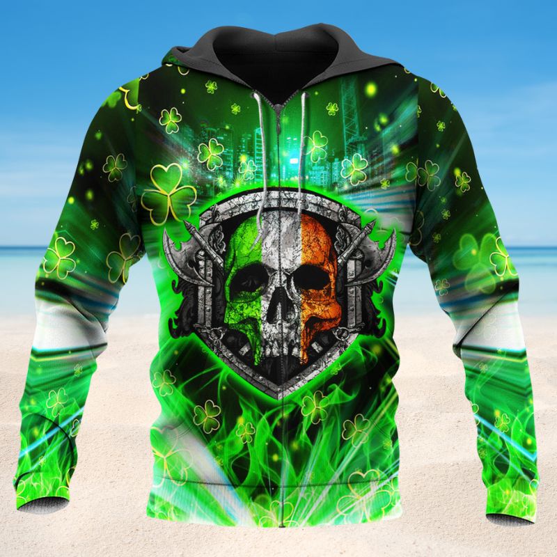 Irish Honor Brotherhood Skull - 3D Hoodie2