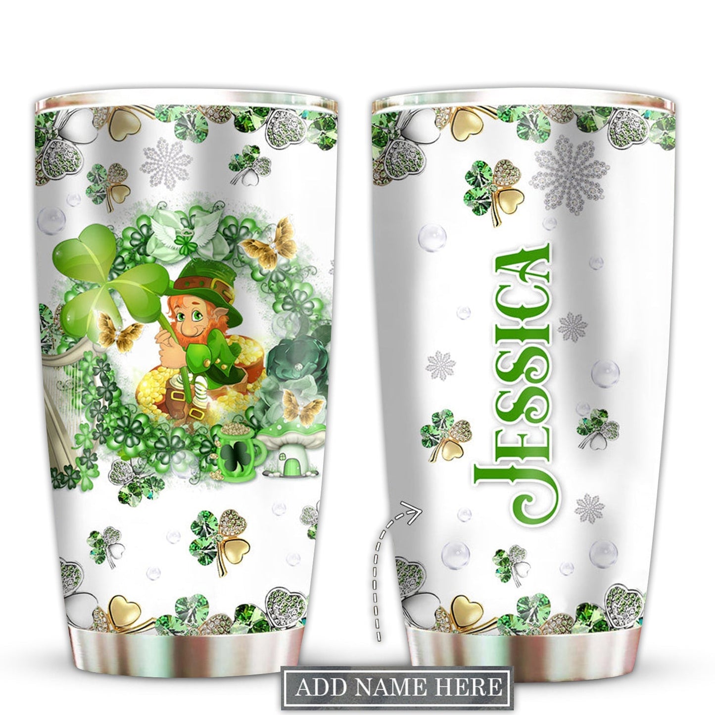 Irish Lucky With Four Leaf Clover Personalized 20 Oz Tumbler
