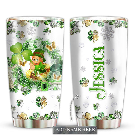 Irish Lucky With Four Leaf Clover Personalized 20 Oz Tumbler