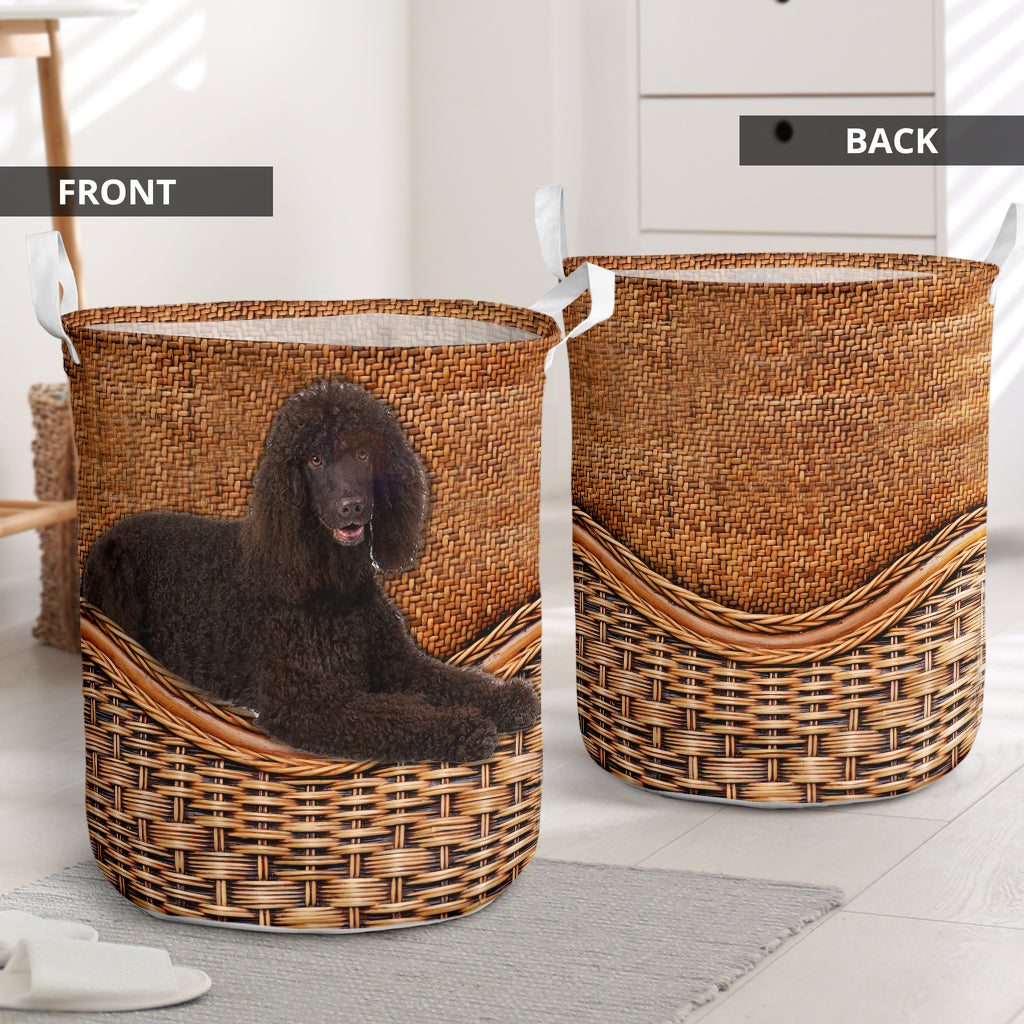 Irish Water Spaniel Dog Rattan Teaxture - Laundry Basket - Owls Matrix LTD