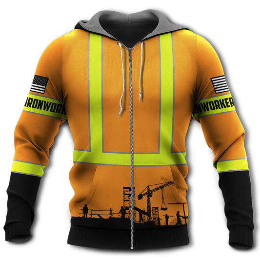 Iron Worker Orange Industrial Style - 3D Hoodie