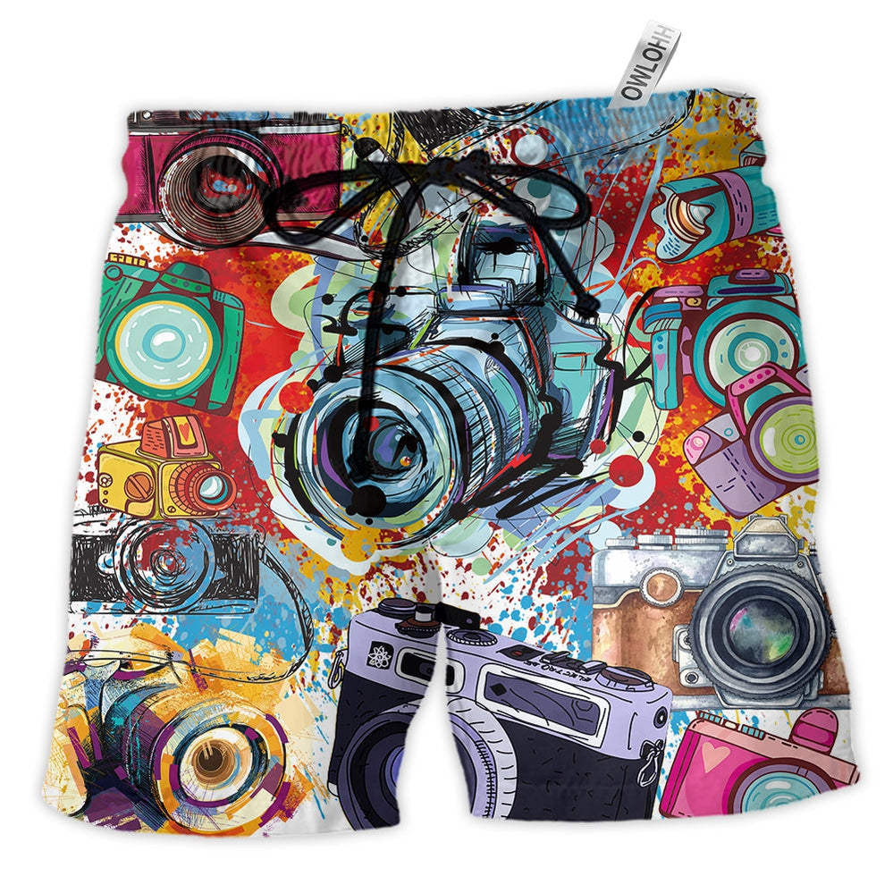 Beach Short / Adults / S Camera It's A World Of Cameras - Beach Short - Owls Matrix LTD