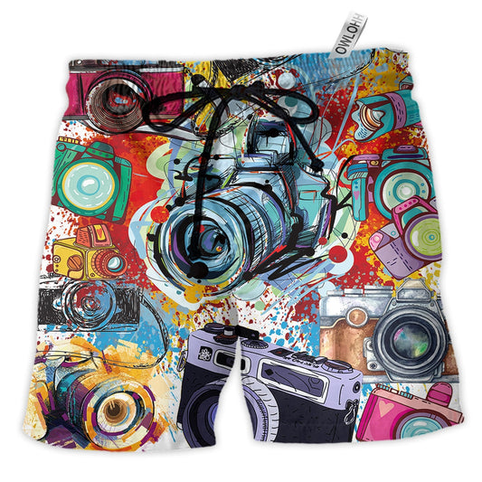 Beach Short / Adults / S Camera It's A World Of Cameras - Beach Short - Owls Matrix LTD
