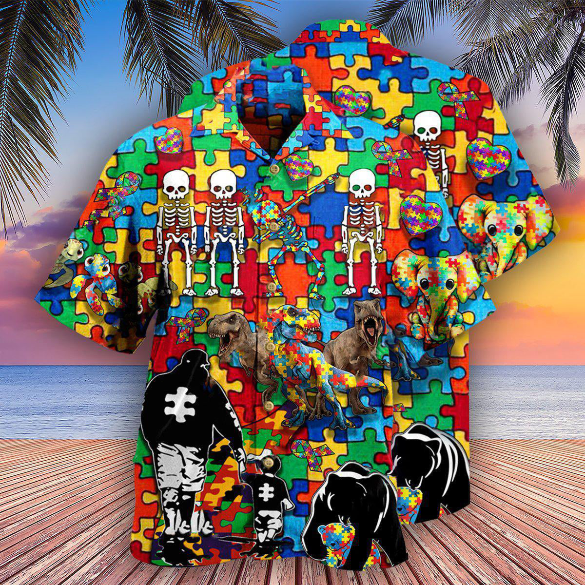 Autism Awareness It’s Ok To Be Different Dad And Son - Hawaiian Shirt
