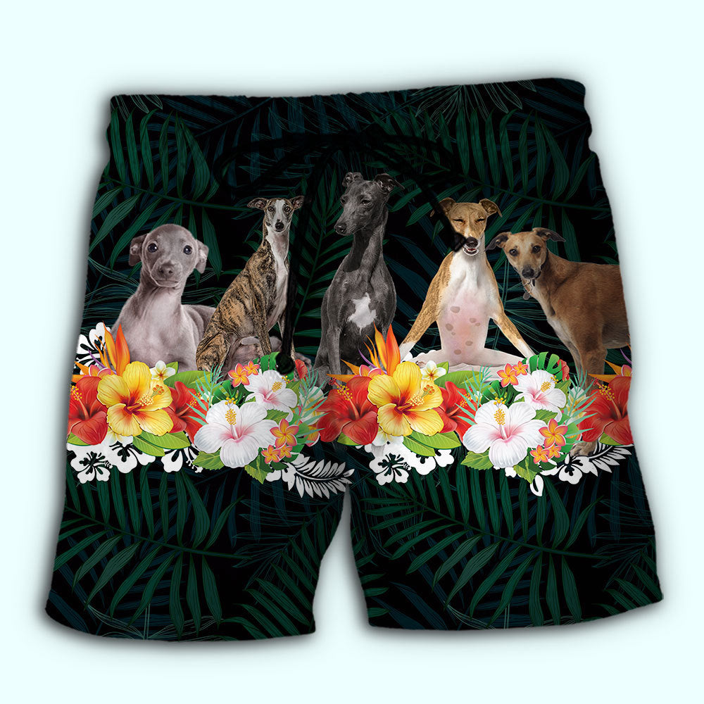 Italian Greyhound Tropical Floral Style – Beach Short