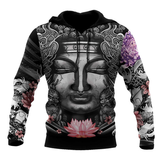 Japanese Buddhism Tattoo Art – 3D Hoodie