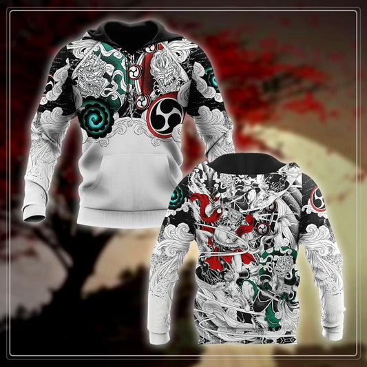 Japanese Wind And Thunder Gods Art – 3D Hoodie