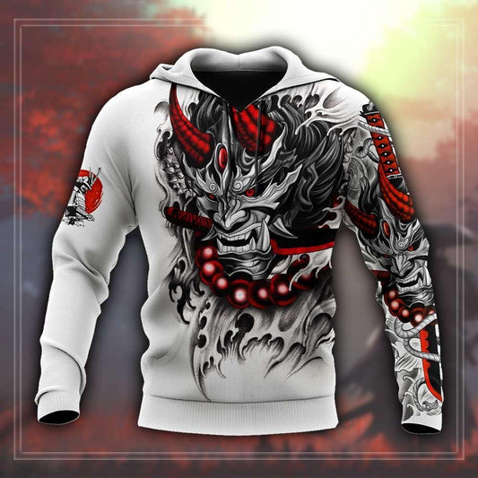 Japanese Mask Tattoo Art – 3D Hoodie