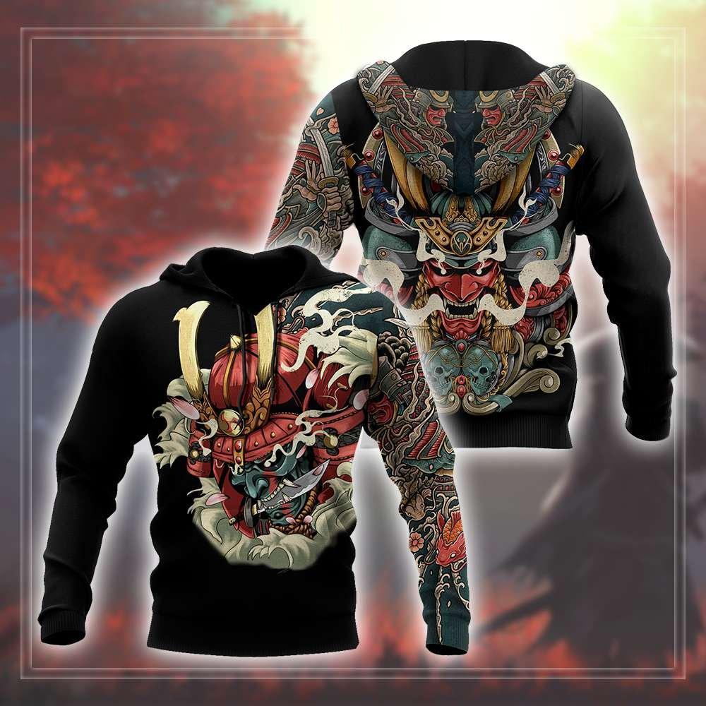 Japanese Samurai Tattoo Art – 3D Hoodie