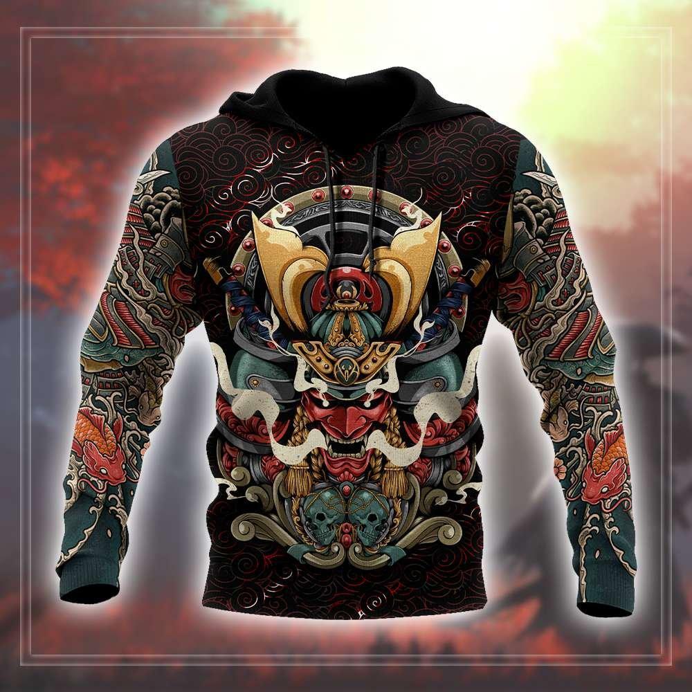 Japanese Samurai Tattoo Art Design – 3D Hoodie