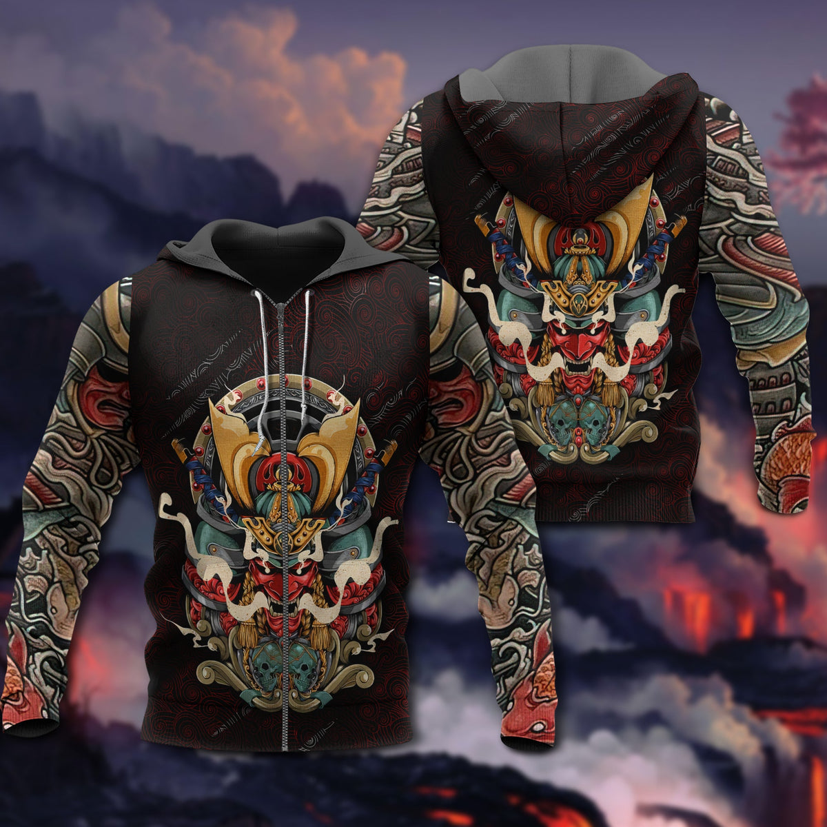 Japanese Samurai Tattoo Art Design – 3D Hoodie