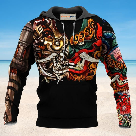 Japan Mask Tattoo Art - 3D Hoodie