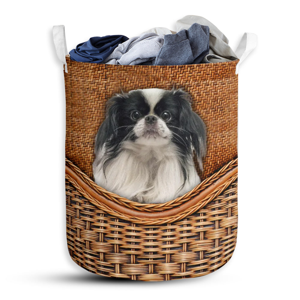 Japanese Chin Dog Rattan Teaxture - Laundry Basket - Owls Matrix LTD