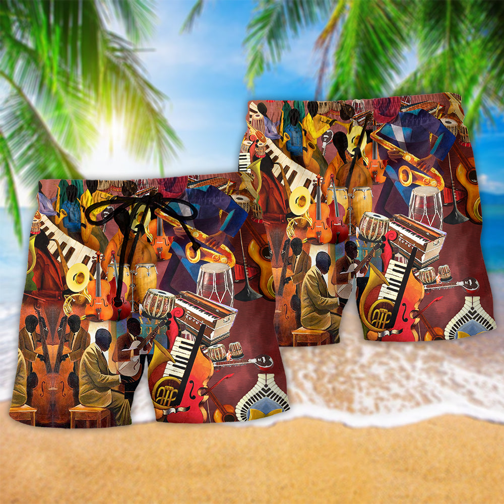 Jazz Melody Of Time Art - Beach Short