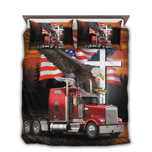 Jesus American Eagle Truck Rig Bedding Cover For Nature Bedroom Decor