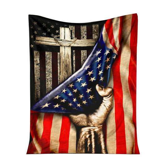 Jesus American Flag Christian 50 x 60 Inch Flannel Blanket For Cozy Bedroom And Sofa Decor