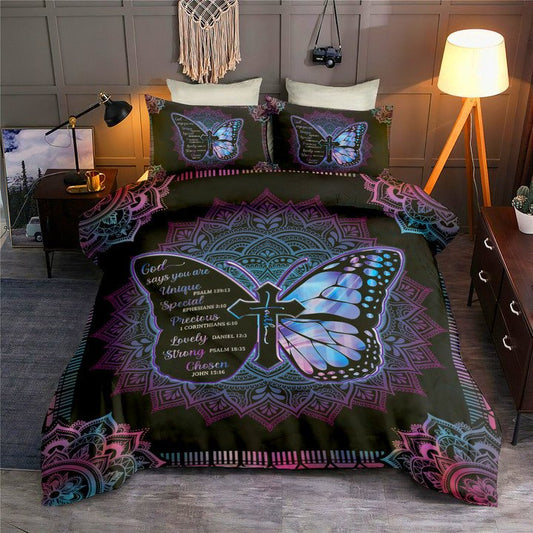 Jesus Butterfly God Says You Are Mandala Bedding Cover For Faith Bedroom Decor