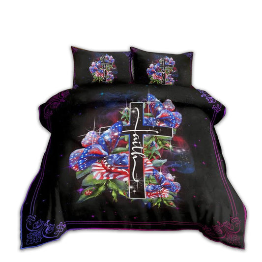 Jesus Faith Butterfly America Bedding Cover For Faith Bedroom Decor