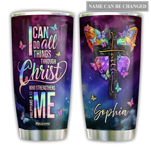 Jesus Faith Butterfly Personalized 20 Oz Tumbler For Coffee Travel And Daily Use