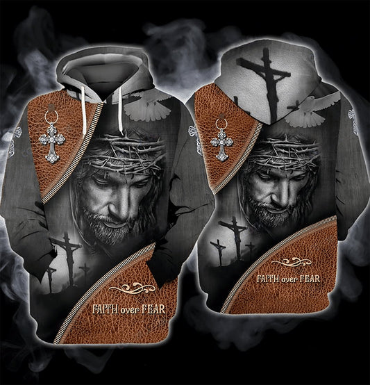 Christian Faith Over Fear Art – 3D Hoodie
