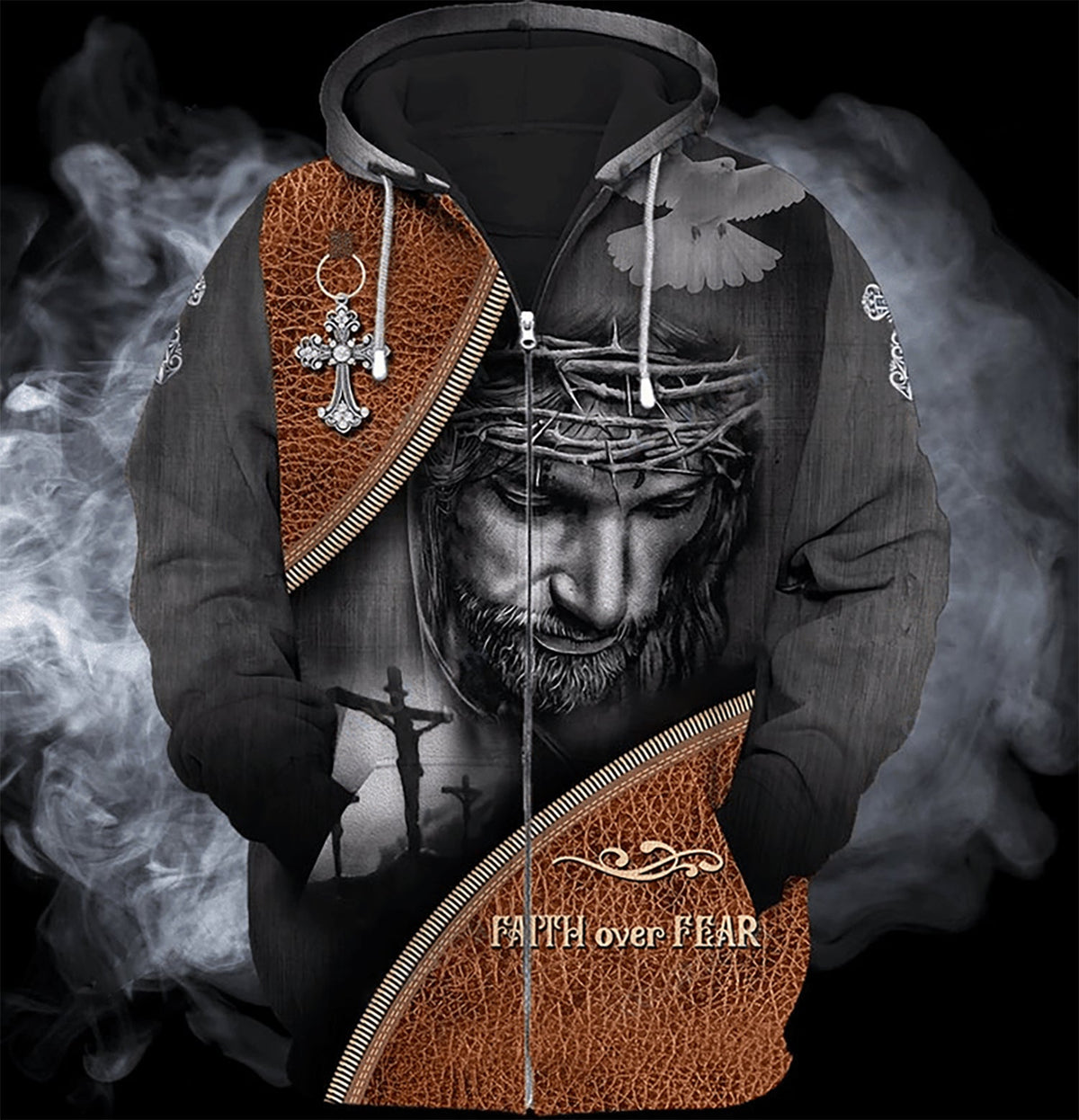 Christian Faith Over Fear Art – 3D Hoodie