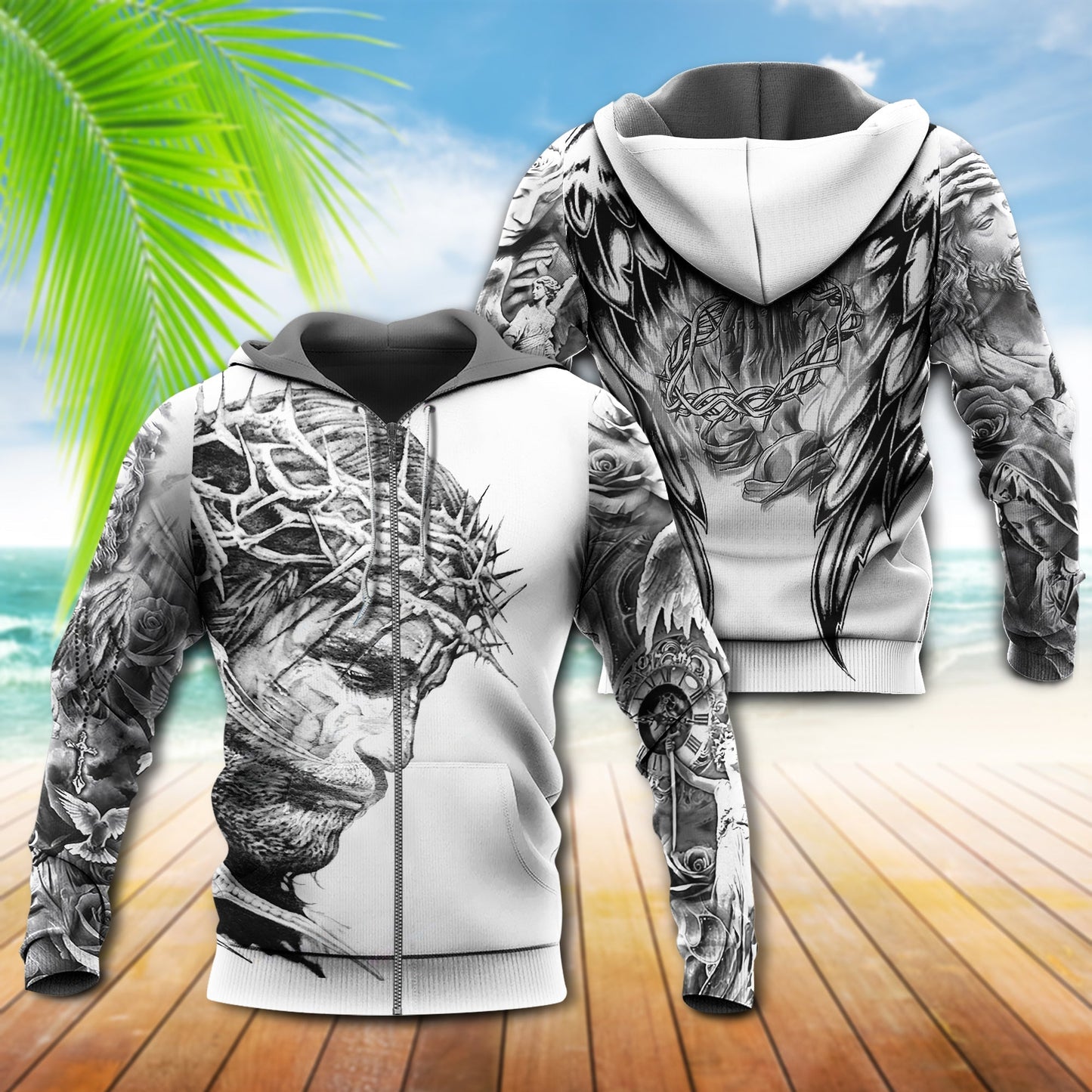 Spiritual Soul Black White Art - 3D Hoodie