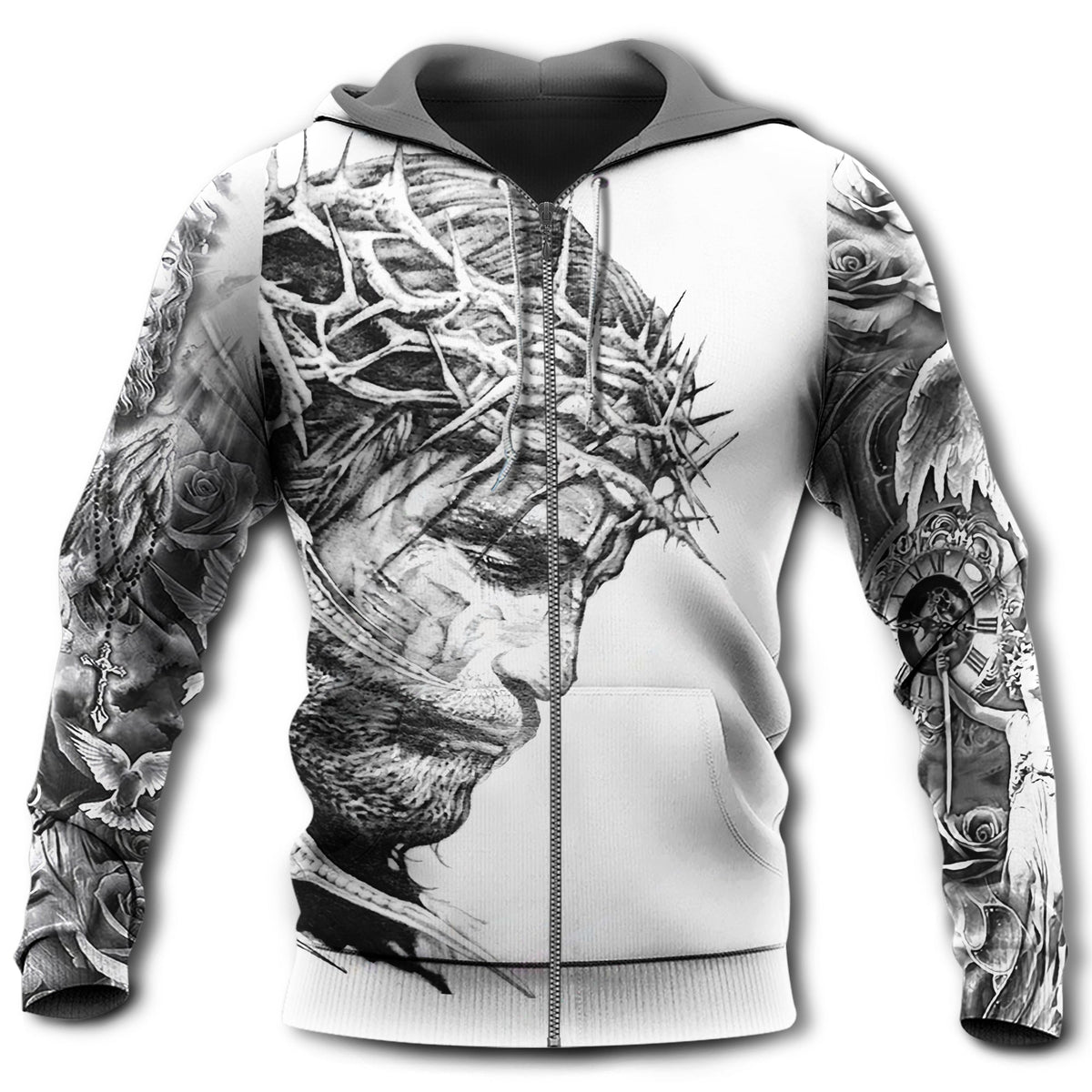 Spiritual Soul Black White Art - 3D Hoodie