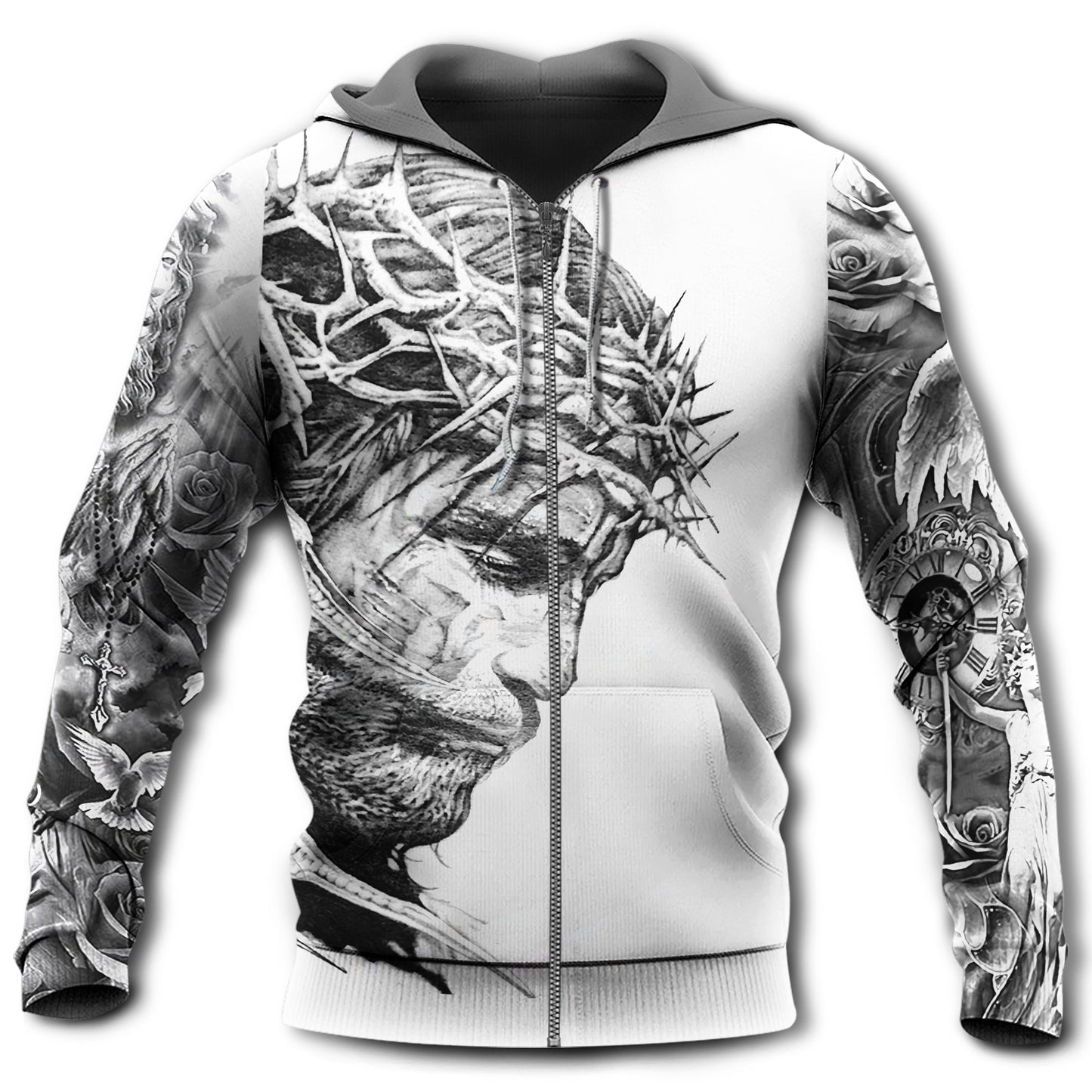 Spiritual Soul Black White Art - 3D Hoodie