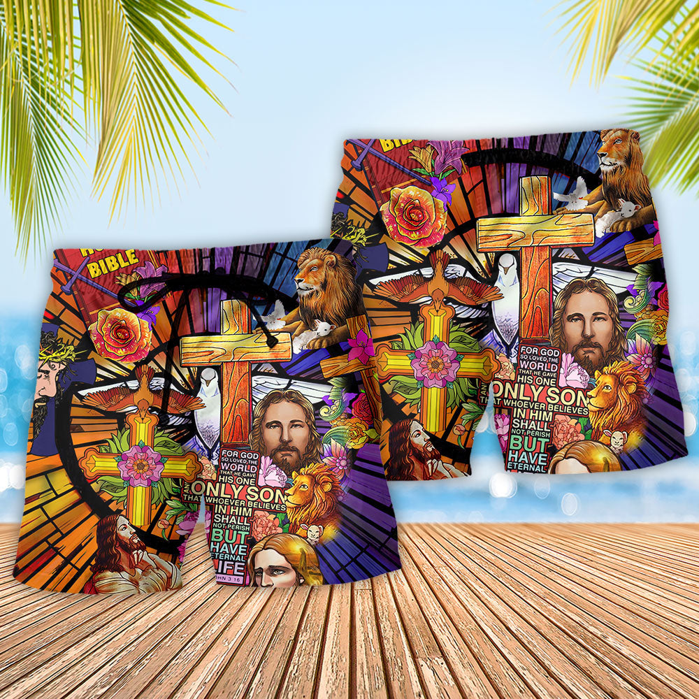 Lion And Flowers Faith Art – Beach Short