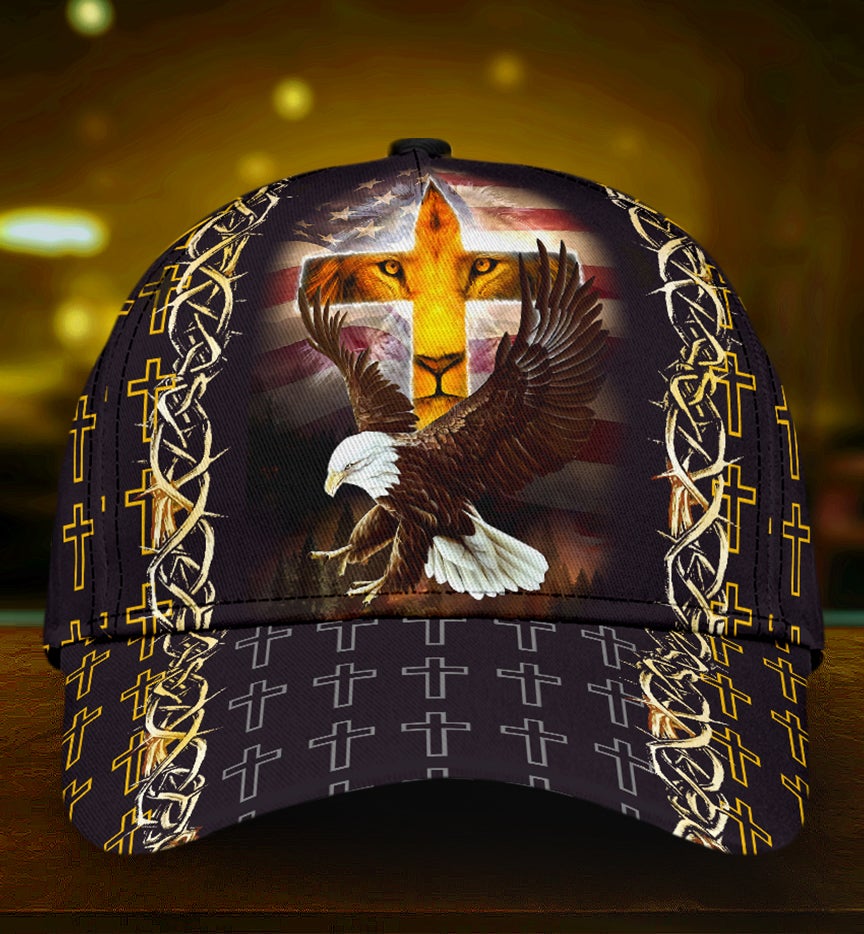 Faith Lion Eagle American Flag – Classic Cap