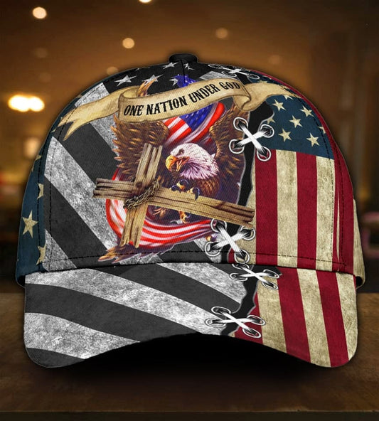 Faith One Nation Under God American Flag – Classic Cap