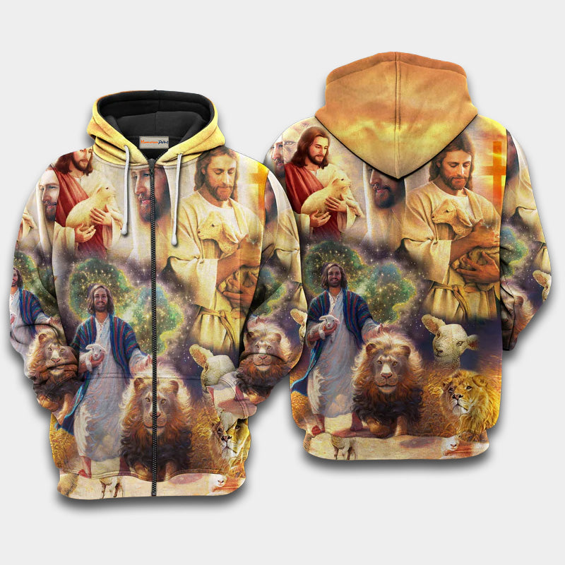 Jesus Saves Animals Faith Art – 3D Hoodie