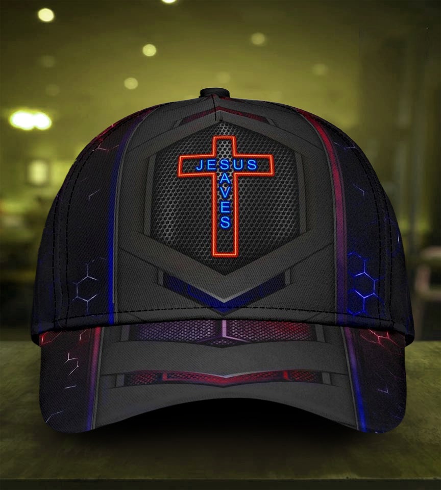 Faith Saves Cross Carbon Pattern – Classic Cap