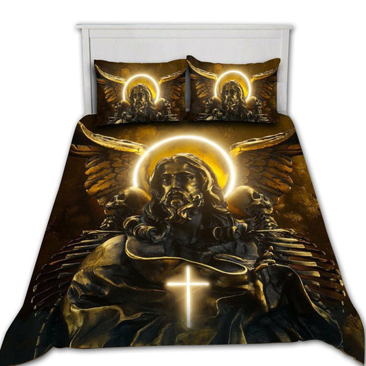 Jesus Strong Wing Cross Bedding Cover For Faith Bedroom Decor