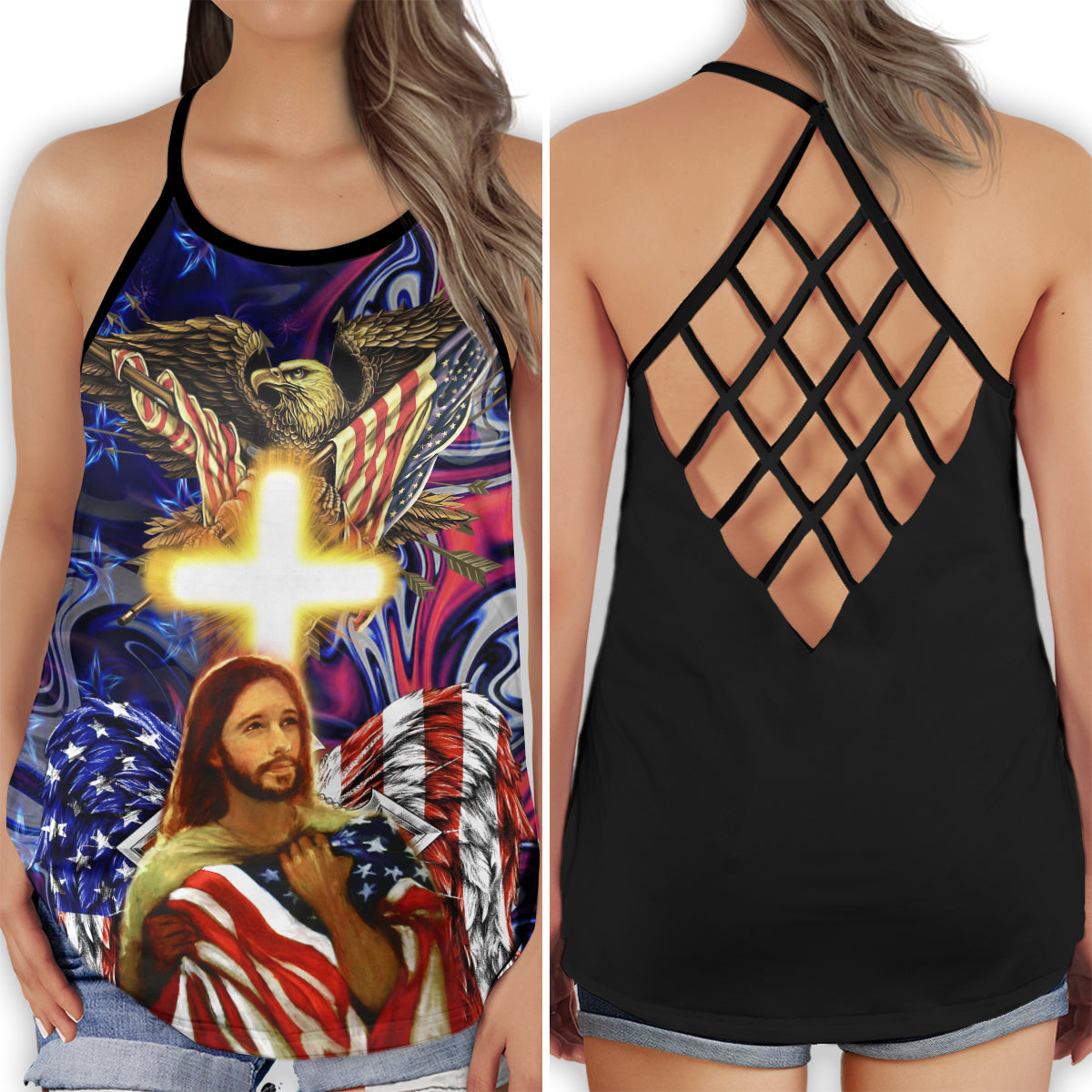 Jesus Saves Our Life Christian Faith Inspirational Print - Hollow Tank Top