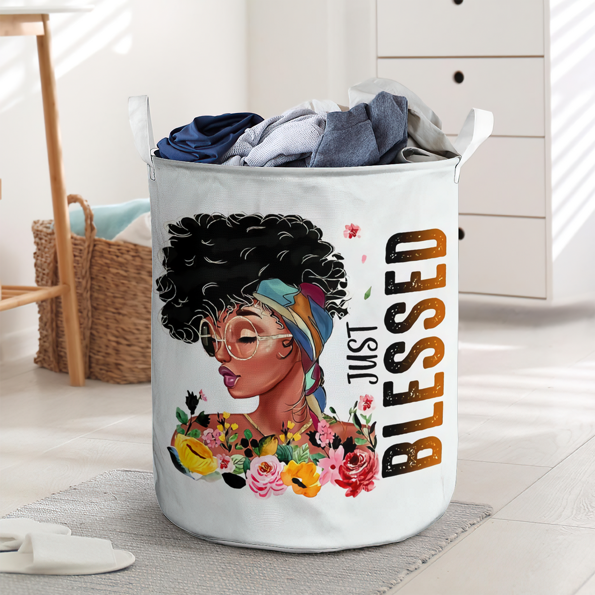 Just blessed black woman - Laundry basket - LAUB08NGC010322-Owls Matrix