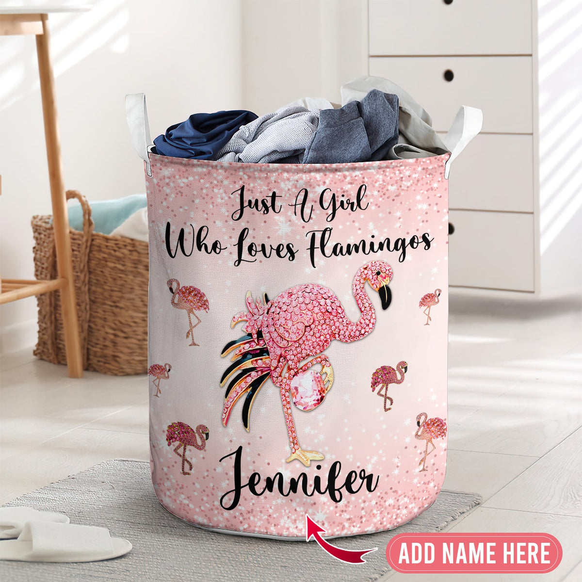 Just a girl who loves flamingo personalized - Laundry basket - LAUB02TNH280222-Owls Matrix