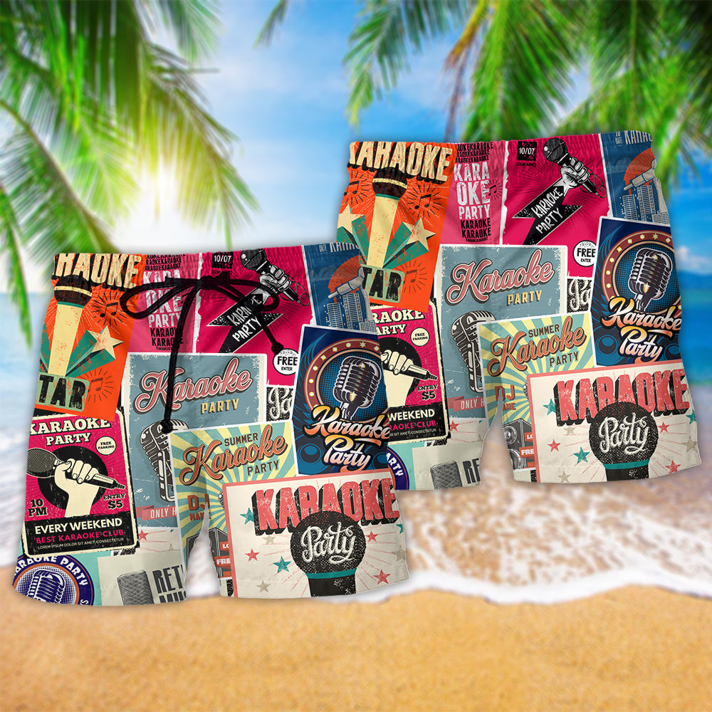 Karaoke Summer Party Colorful Art – Beach Short