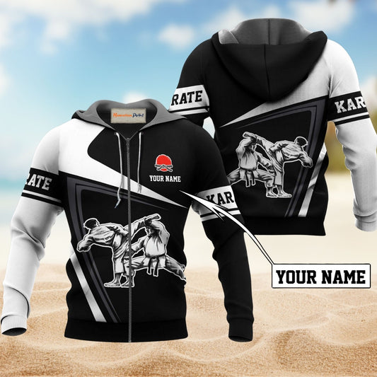 Karate Black And White Art – 3D Hoodie