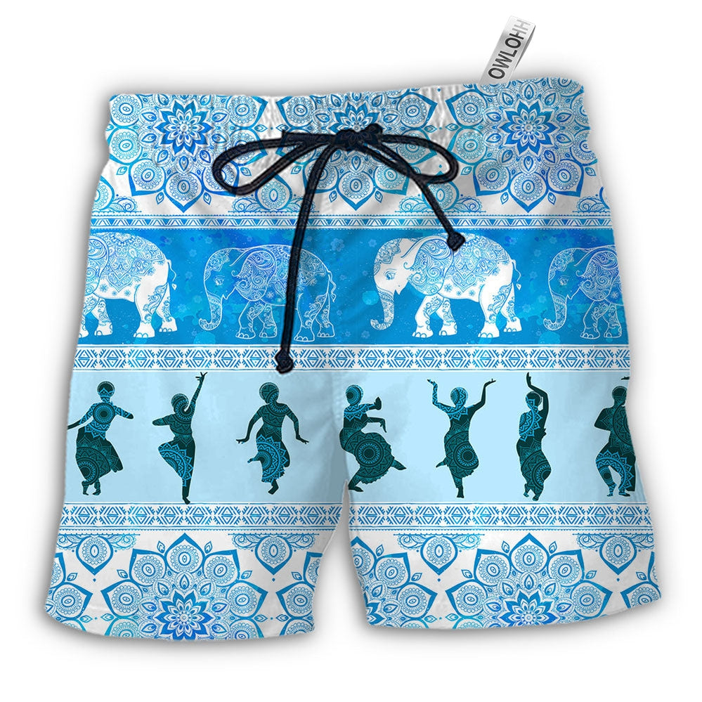 Beach Short / Adults / S Kathak Elephant Pattern - Beach Short - Owls Matrix LTD