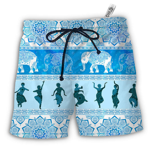 Beach Short / Adults / S Kathak Elephant Pattern - Beach Short - Owls Matrix LTD