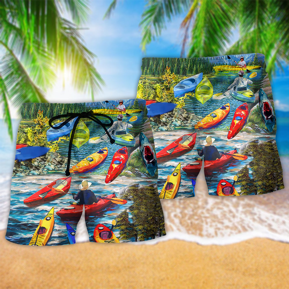 Kayaking River Adventure Funny Quote Art – Beach Short
