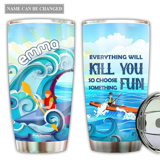 Kayaking Adventure With Wave Of Ocean Personalized 20 Oz Tumbler