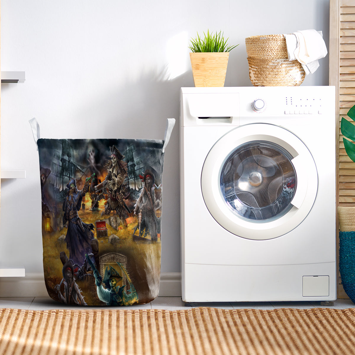 Skull Hunting Treasure Journey - Laundry Basket - Owls Matrix LTD