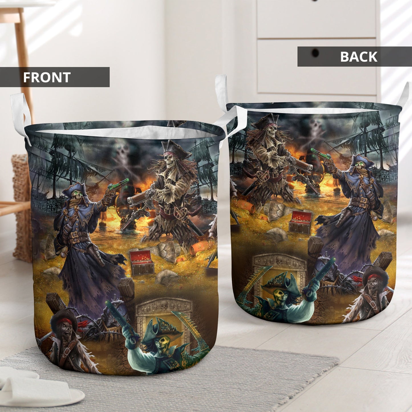Skull Hunting Treasure Journey - Laundry Basket - Owls Matrix LTD