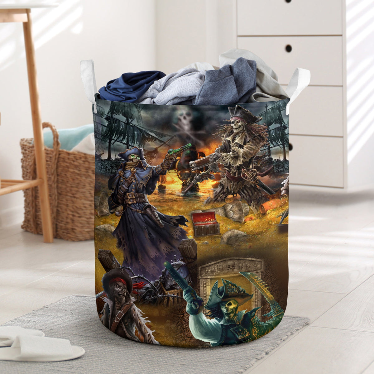 Skull Hunting Treasure Journey - Laundry Basket - Owls Matrix LTD