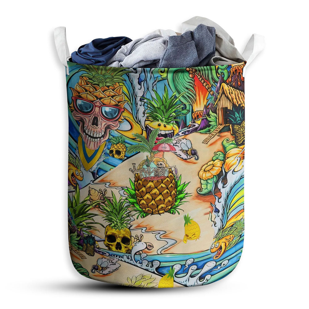 S: 17.72”x13.78” (45x35 cm) Skull Pineapple Fruit Amazing - Laundry Basket - Owls Matrix LTD