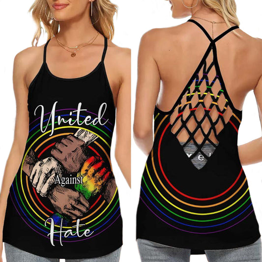Against Hate Rainbow Pride Style - Hollow Tank Top
