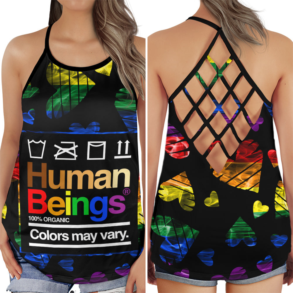 LGBT Love Human Beings Equality Pride Message Art - Hollow Tank Top