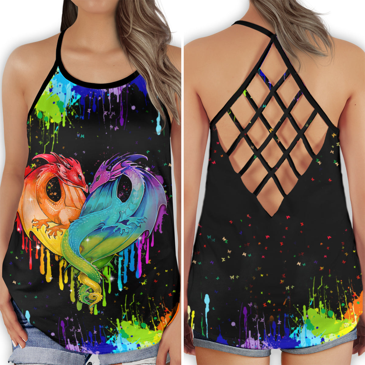 Dragon Heart Pride Love Vibes - Hollow Tank Top